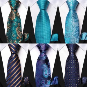 Hi-Tie Boy Girl Teal Blue Paisley Solid Tie For Children Handky Child Silk Necktie 120CM Long 6CM Wide Student Kids Uniform Tie R250821