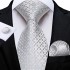 3Pcs Sliver Plaid Solid Grey Silk Men Tie Pocket Suqare Cufflinks 8cm Luxury Wedding Prom Accessories Gravats Gift for Husband R250821