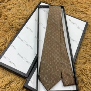 Men's Letter Tie Silk Necktie Gold Blue Jacquard Party Wedding Woven Fashion Design with box G001