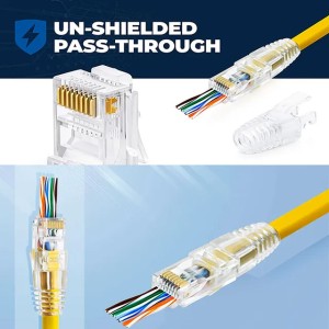 HTOC RJ45 Connector Pass Through Connectors And Strain Relief Boots Pack of 100/100(200 Total) For Network Cat-6 Ethernet Cable
