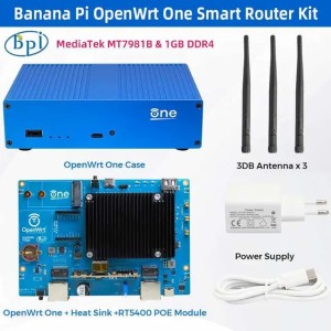 Routers Banana Pi OpenWrt One MediaTek MT7981B 1GB DDR4 2.5GbE RJ45 and Gigabit Ethernet RJ45 256 MiB SPI NAND Smart Router+Chassis Power Supply Q250106