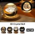 6cm 3D Crystal Ball Planet Night Light Laser Engraved Solar System Globe Astronomy Festival Gifts Home Desktop Decoration (Emitting Warm White)