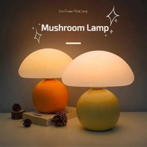 Mushroom Table Lamp Simple Decorative Night Stand Light for Restaurant Wedding Bar Reading Desk Lamp Office Home Decoration Z250618 (Emitting Yellow)