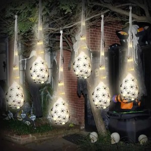 Halloween Decoration Hanging Light up Spider Egg Sacs Outdoor Decoration Glowing Spider Web Egg Indoor Lighted Gift for Party Z250710