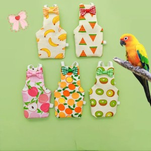 2025 new Parrot Diaper with Bowtie Cute Colorful Fruit Floral atiel Pigeons Small Medium Large Pet Birds Flight Suit Clothes Washable
