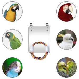 Parrot Toy for Gray Parrots Colorful Rope Parrot Toy Colorful Hanging Parrot Toy with Mirror Rope Perch for Lovebirds for Greys