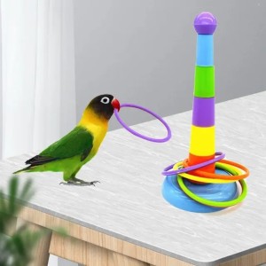 2024 Funny Mini Ferrule Toy For Parrot Intelligence Developmental Game Colorful Rings Bird Activity Training Toy Drop Shipping
