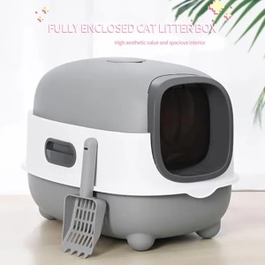 Cat litter box disinfection odor prevention fully enclosed oversized cat toilet oversized splash prevention wholesale (green)