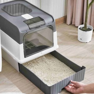 Easy to clean portable fully enclosed drawer top packaged in a cat light box with splash cover and spoon cat toilet pet suppliesX240727 (Custom specification)