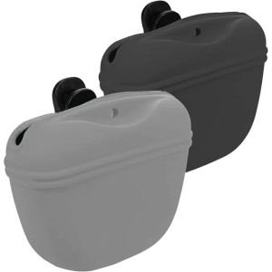 Dog Treat Pouch 2 Pack, Dog Treat Training Pouch, Silicone Pet Treat Bag (grey)