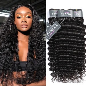 Yyong Hair 3 Bundle Deals Brazilian Hair Weave Bundles Deep Wave Hair Extensions Natural Color Can Be Dyed 100% Human Hair Remy (Natural Color 8 10 10)