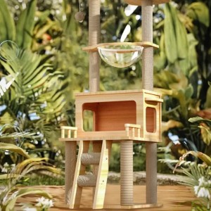 Wooden Cat Towers for Big Cats, Hammock Bed, Scratcher Pole Tower, Carrier, Training Aids, Toys, Playground Accessories, Pet Pro
