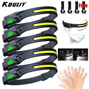 Sensor Headlamp LED Head Flashlight Rechargeable Headlight Torch Builtin Battery 5 Lighting Modes Fishing Camping Lantern 240127