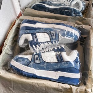 Designers Woman Flats Shoes Fashion 2026 New Trainer Shoes Men's Printed Denim Blue Sneakers Chunky Sole blue black orange green Casual Shoes (Size Size Guide)