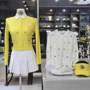 Outdoor TShirts Golf wear autumn womens knitted sweater embroidered pattern printed crew neck sports jacket top 230203