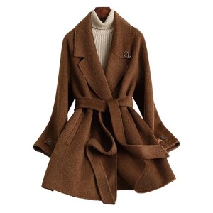 D6023 Autumn and winter new small size medium and long high-end light luxury style woolen coat for women (Color 2 - Size Size Guide)
