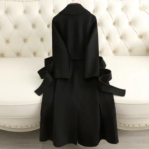 C41145 Winter new double-faced cashmere coat for women long high-end slim fit Hepburn style wool coat (Color 2 - Size Size Guide)