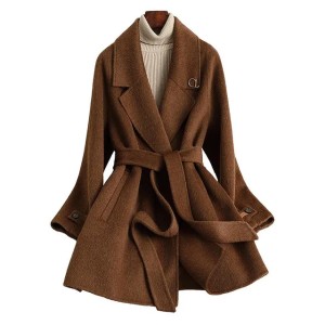 D5448 Autumn and winter new small size medium and long high-end light luxury style woolen coat for women (Color 7 - Size Size Guide)