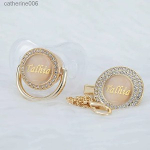 Pacifiers# MIYOCAR custom name transparent pearl bling pacifier and pacifier clip BPA free dummy bling unique gift baby showerL231104
