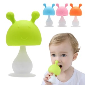 Silicone Baby Teether for Teeth Mushroom Teether Teething Toy Mushroom Baby Rattle Toy Molar Soft Safety Molar Gums Gift ZZ (Options:random mix colors)
