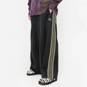 Men's Pants Oversized AWGE Needles Wide Leg Trousers Men Women 1:1 Quality Sweatpants Embroidery Butterfly Track