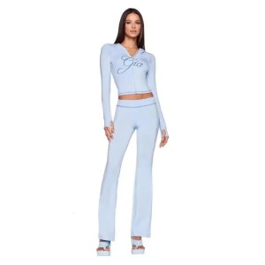 I. Am. GIA Women's New Two Pieces Pant Sets Bralette High-Waisted Casual Summer Tracksuit Y2k Hooded Cardigan Sweatshirt Set (Size Size Guide)
